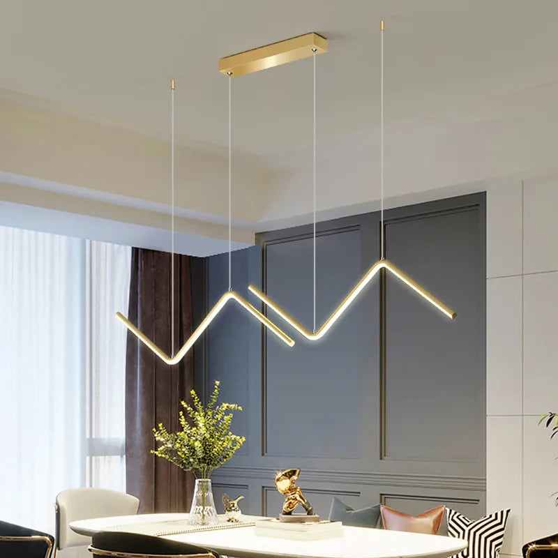 Modern LED Pendant Light Gold/Black Long Line Pendant Light For Restaurant Study Kitchen Office Coffee Home Decoration Luxury