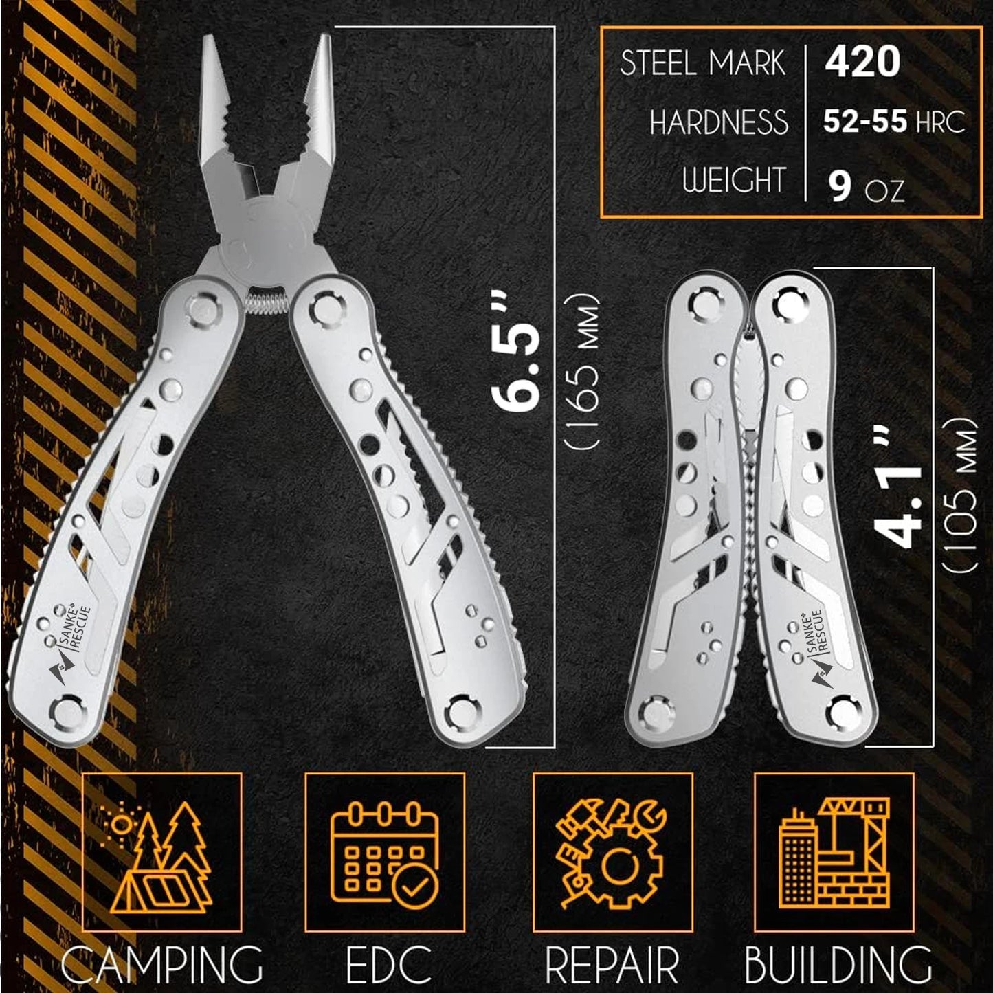 Multitool 24 in 1 Pocket Outdoor Plier Army Knife Heavy Duty Stainless Steel Multi-purpose Tool for Hunting Hiking Camping