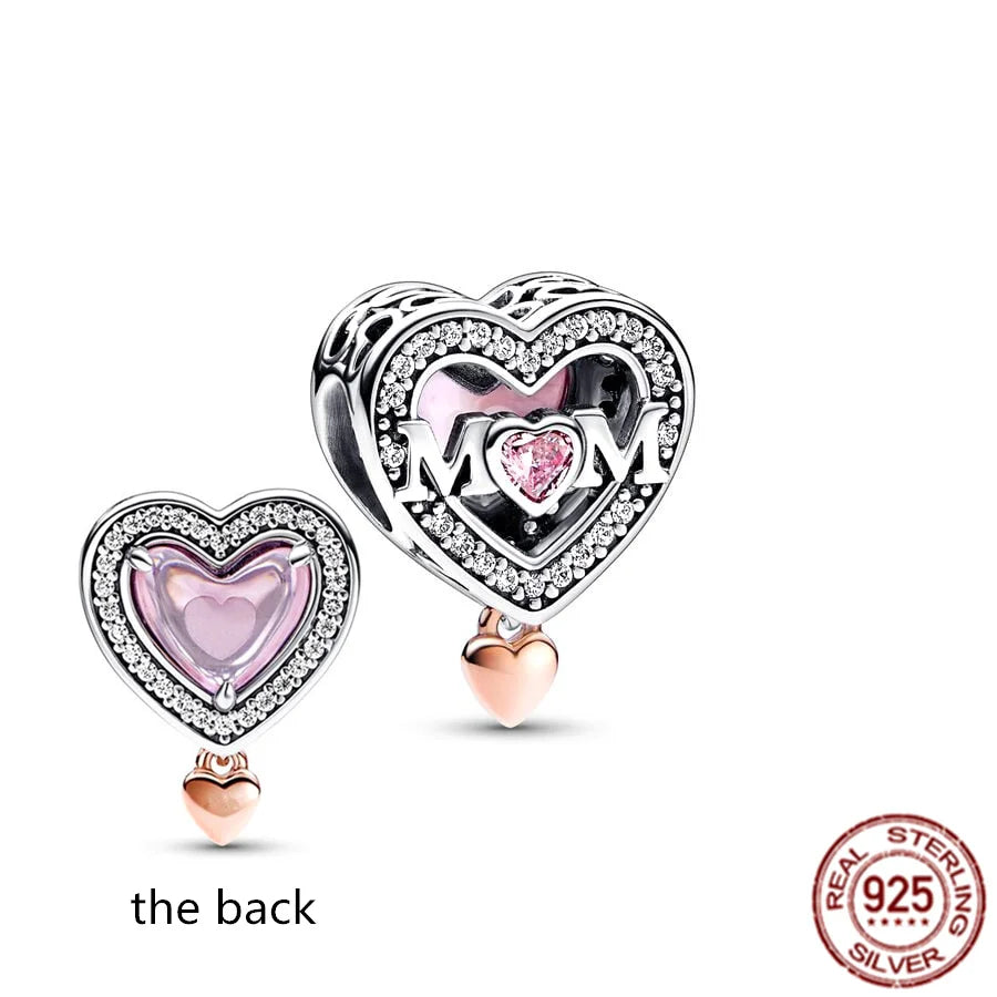 NEW Authentic 925 Sterling Silver Pink Original Charm Love Potion Murano Glass Heart Dangle Beads Fit Pandora Bracelet Jewelry