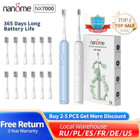 Nandme NX7000 Smart Sonic Electric Toothbrush Ultrasound IPX7 Rechargeable Tooth Brush 5 Mode Smart Time Whitener Teethbrush