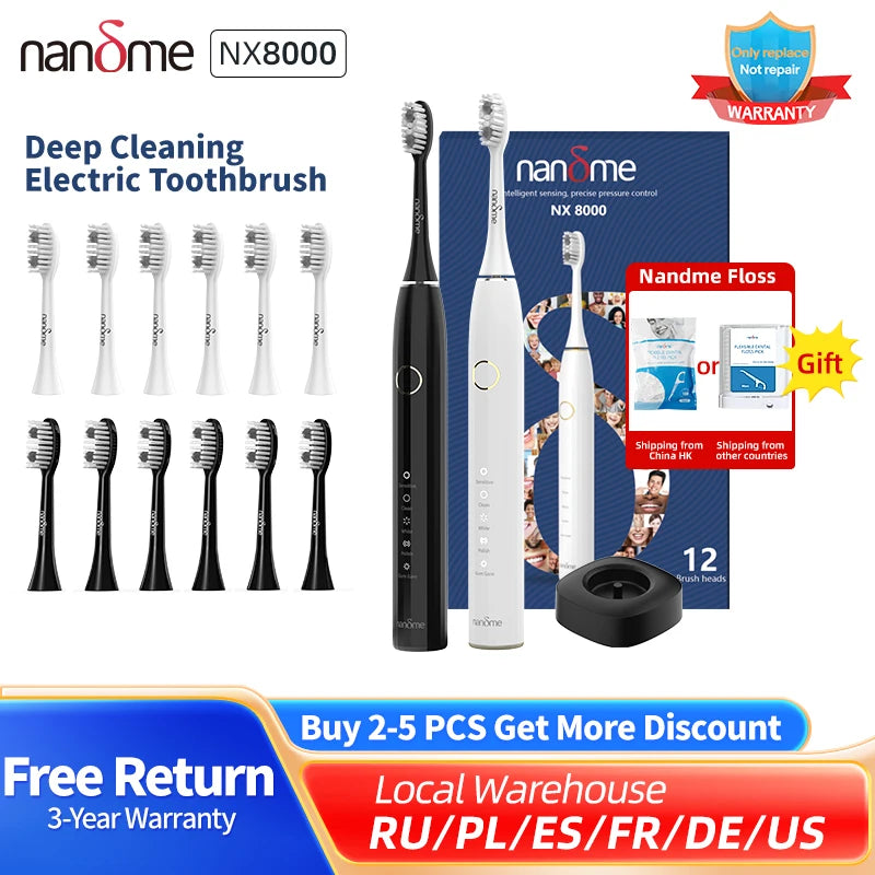 Nandme NX8000 Smart Sonic Electric Toothbrush IPX7 Waterproof Micro Vibration Deep Cleaning Whitener Without Hurting Teeth