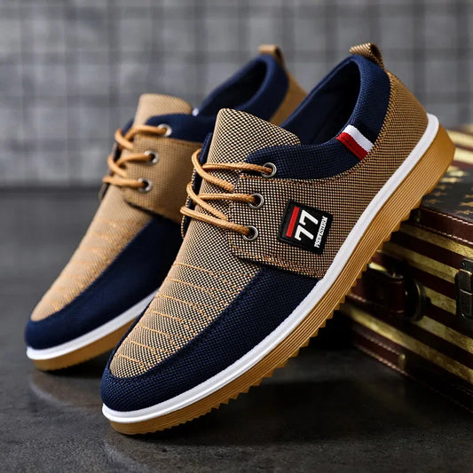 New Men's Canvas Shoes Lightweight Sports Shoe Casual Mesh Breathable Vulcanized Shoes for Men Classic Fashion Lace Up Work Shoe