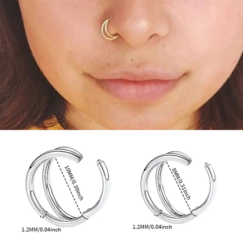 Nose Rings Hoops Double Septum Rings Cartilage Hoop Earring Piercing Nariz Open Stacked Hoop Nose Rings for Women and Men