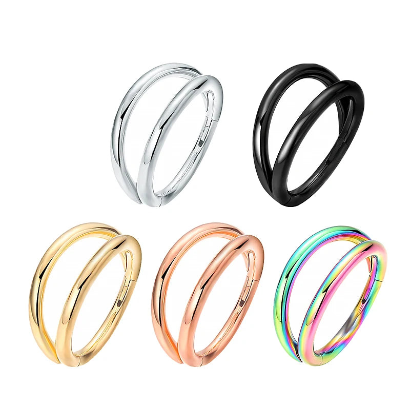 Nose Rings Hoops Double Septum Rings Cartilage Hoop Earring Piercing Nariz Open Stacked Hoop Nose Rings for Women and Men