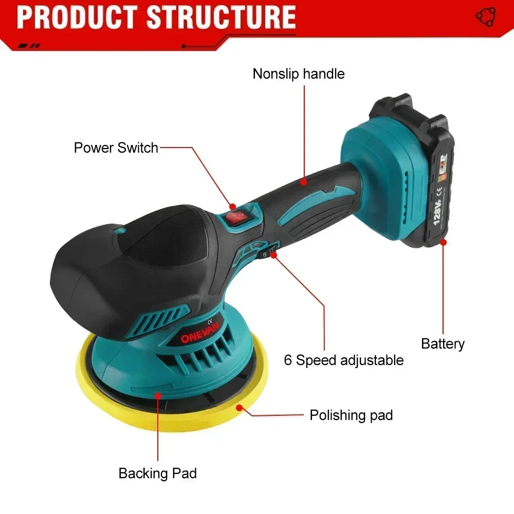 ONEVAN Cordless Car Polisher Electric Polisher Wireless Automobile Car Polishing Sealing Glaze Machine For Makita 18v Battery