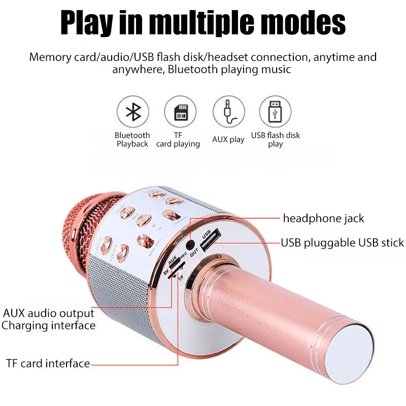 Original Fashion WS858 Bluetooth Wireless Condenser Magic Karaoke Microphone Mobile Phone Player MIC Speaker Record Music