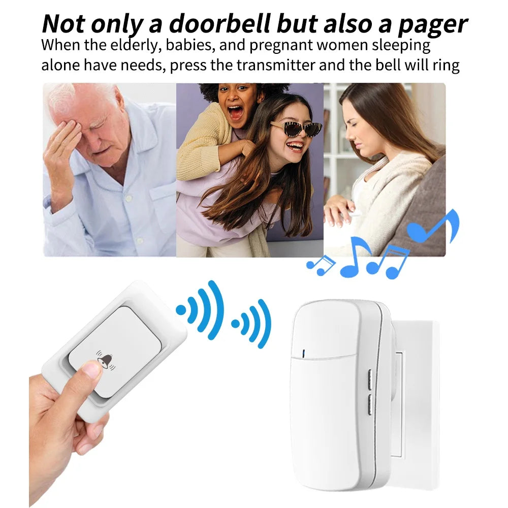 Outdoor Wireless Doorbell Waterproof House Chime Kit 300M Remote EU UK US Plug Home Garden Remote Welcome My Melody Door Bell