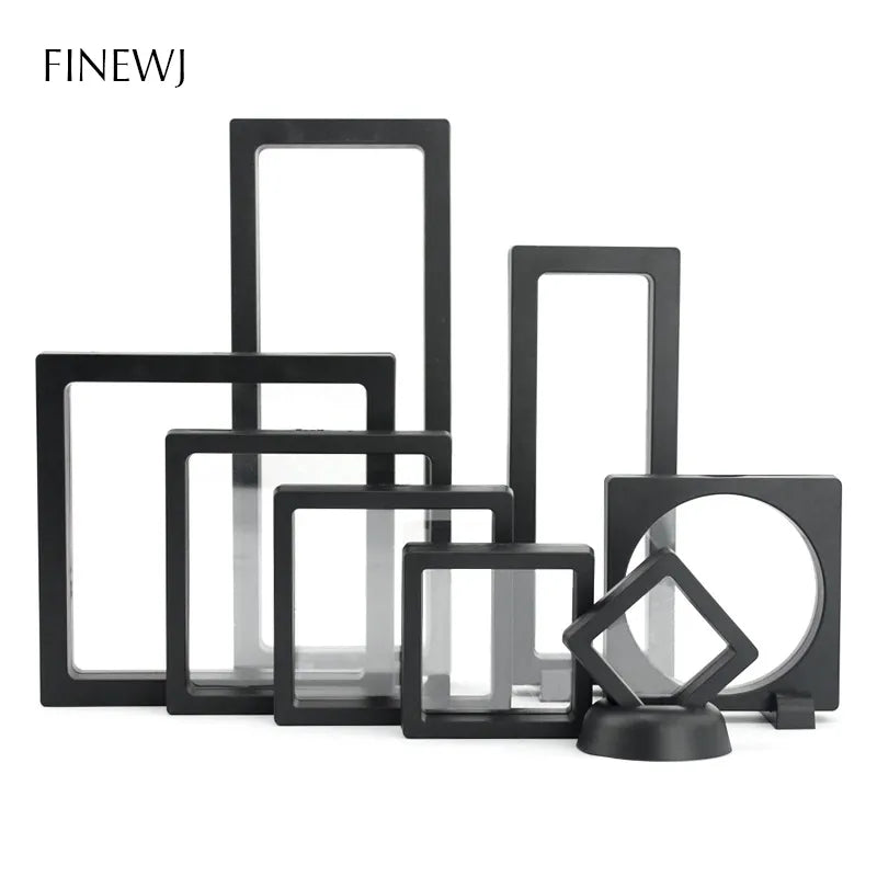 PE Film Jewelry Storage Box 3D Packaging Case Gemstone Free Stand Floating Frame Membrane Ring Earrings Necklace Display Holder