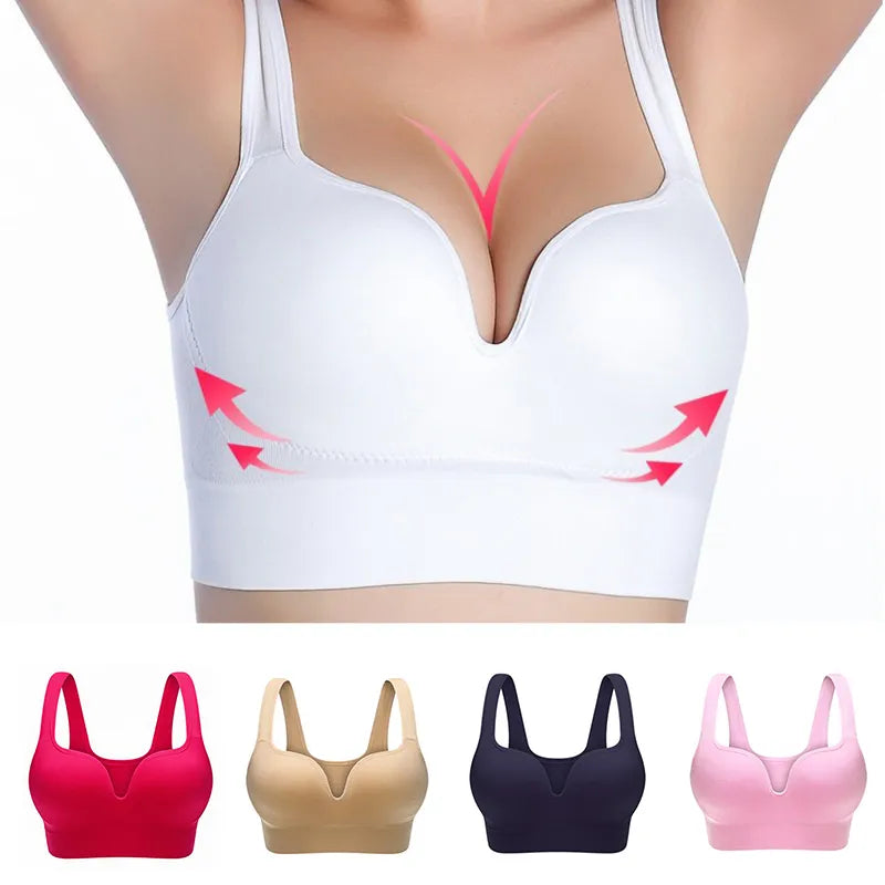 Plus Size Bras For Women Underwear Bra Without Underwire Bones Seamless Push Up Bra Tops Bralette Brassiere Wireless Sports Vest