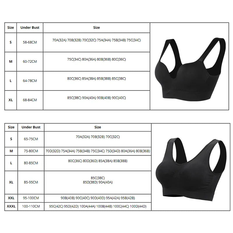 Plus Size Bras For Women Underwear Bra Without Underwire Bones Seamless Push Up Bra Tops Bralette Brassiere Wireless Sports Vest