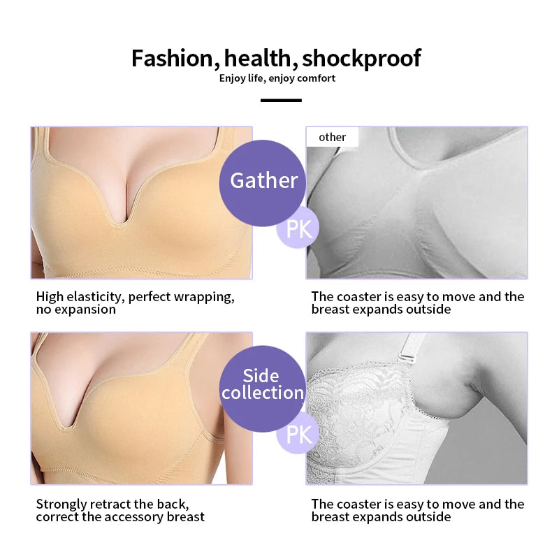 Plus Size Bras For Women Underwear Bra Without Underwire Bones Seamless Push Up Bra Tops Bralette Brassiere Wireless Sports Vest