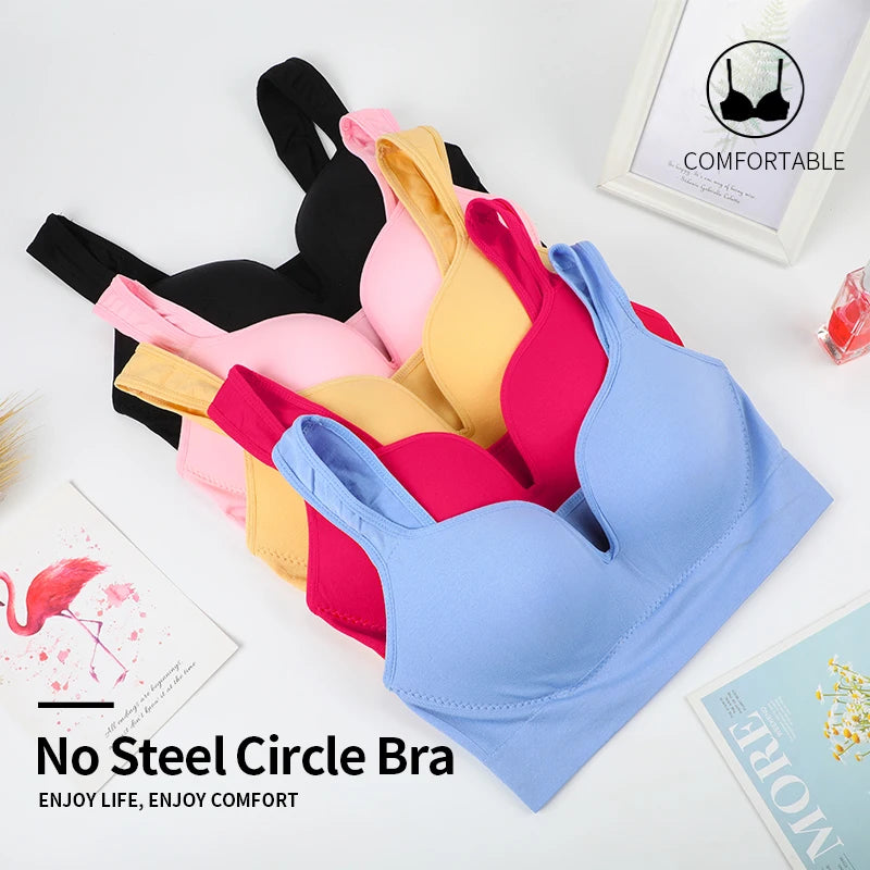 Plus Size Bras For Women Underwear Bra Without Underwire Bones Seamless Push Up Bra Tops Bralette Brassiere Wireless Sports Vest