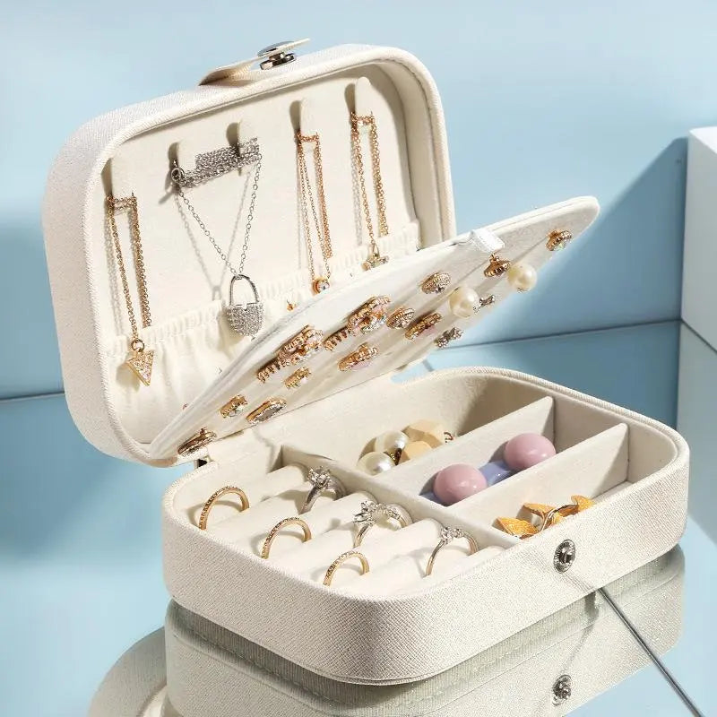 Portable Jewelry Box Jewelry Organizer Display Travel Jewelry Case Boxes Waterproof Leather Storage Zipper Jewelers Joyero