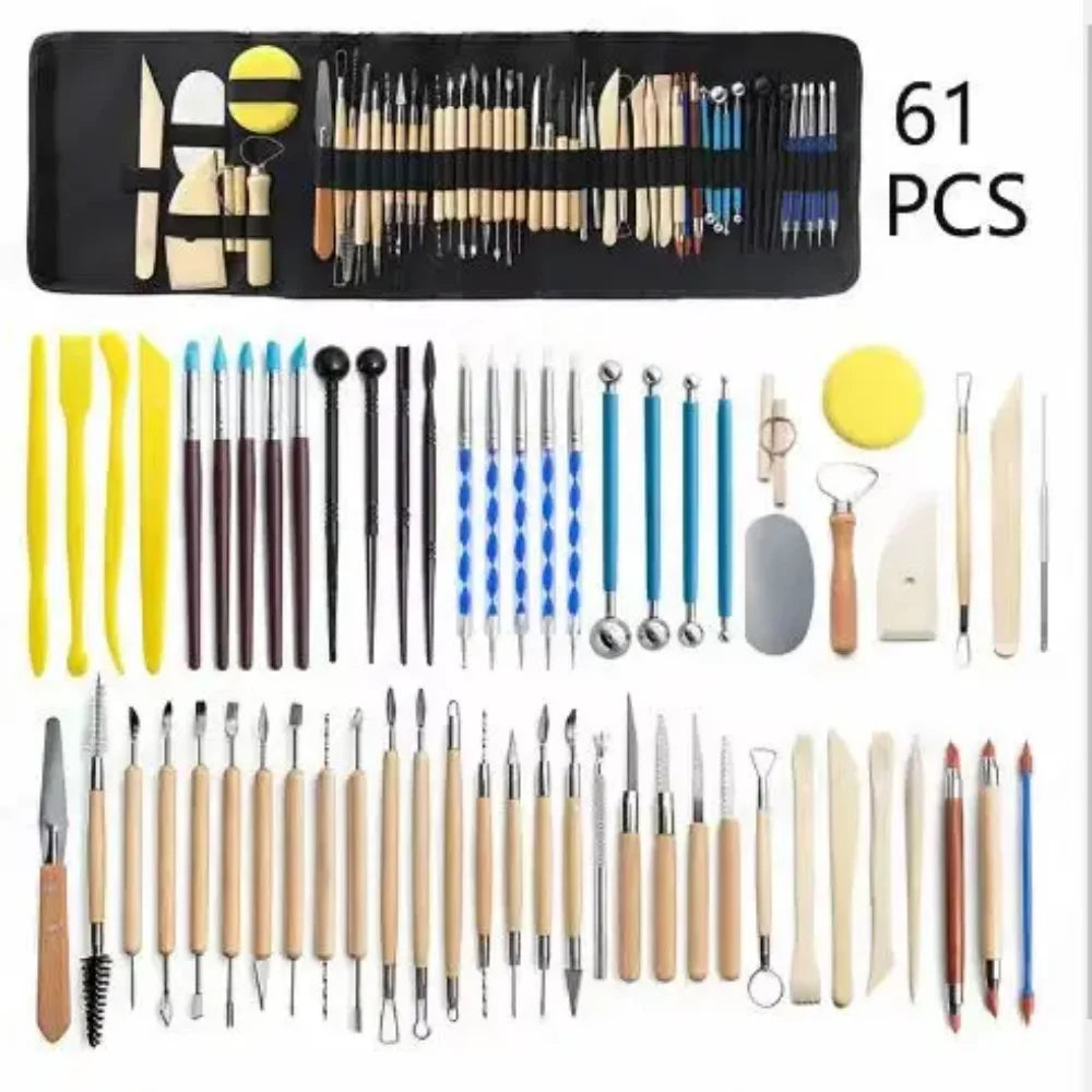 Pottery Clay Sculpting Tools Kit 8-61 Pcs/Set, Ceramic Wax Clays Carving Tools for Art Craft Pottery Sculpting Modeling Tool Set