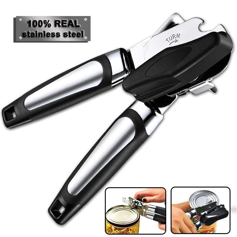 Professional Tin Manual Can Opener Multifunctional Stainless Steel Beer Grip Opener Side Cut Cans Bottle Opener Kitchen Gadgets