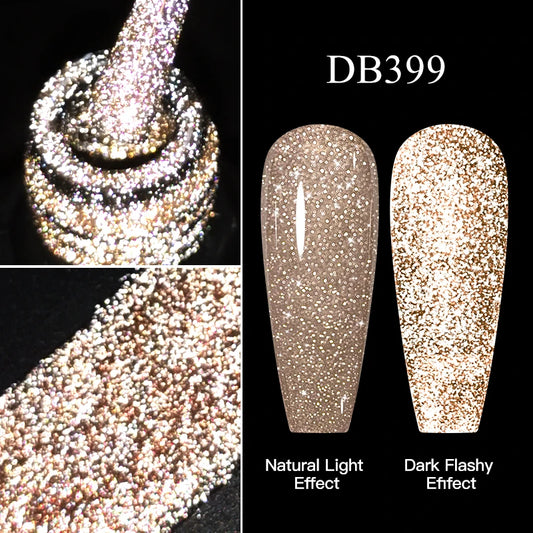 Reflective Glitter Gel Nail Polish Champagne Silver Pink Semi-permanent Varnishes Soak Off UV LED Nail Gel Nail Art Decoration