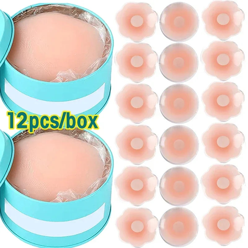 Reusable Women Breast Petals Lift Nipple Cover Invisible Petal Adhesive Strapless Backless Stick on Bra Silicone Breast Stickers