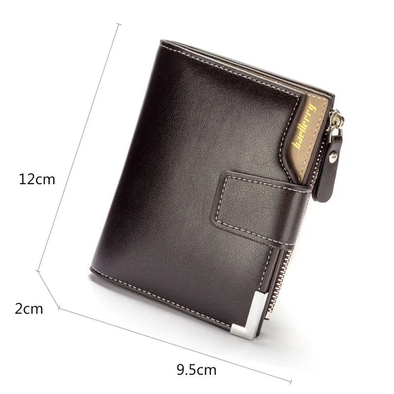 Short Luxury Men Wallets Zipper Coin Pocket Card Holder Male Wallet Clutch Photo Holder Name Engraved Brand Man Purses Wallet