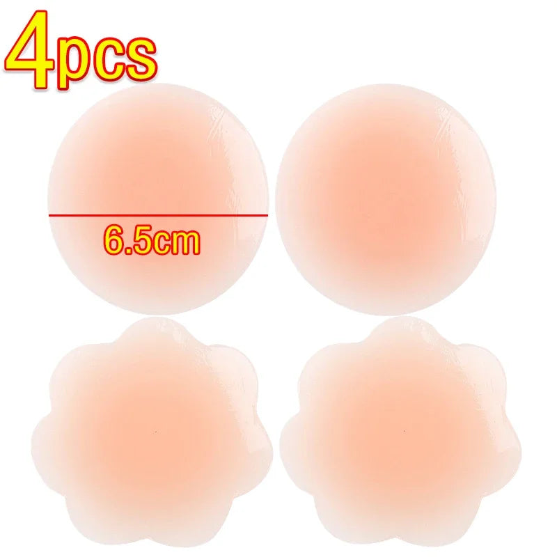 Silicone Nipple Cover Reusable Women Bra Sticker Breast Petal Strapless Lift Up Bra Invisible Boob Pads Chest Pasties Intimates