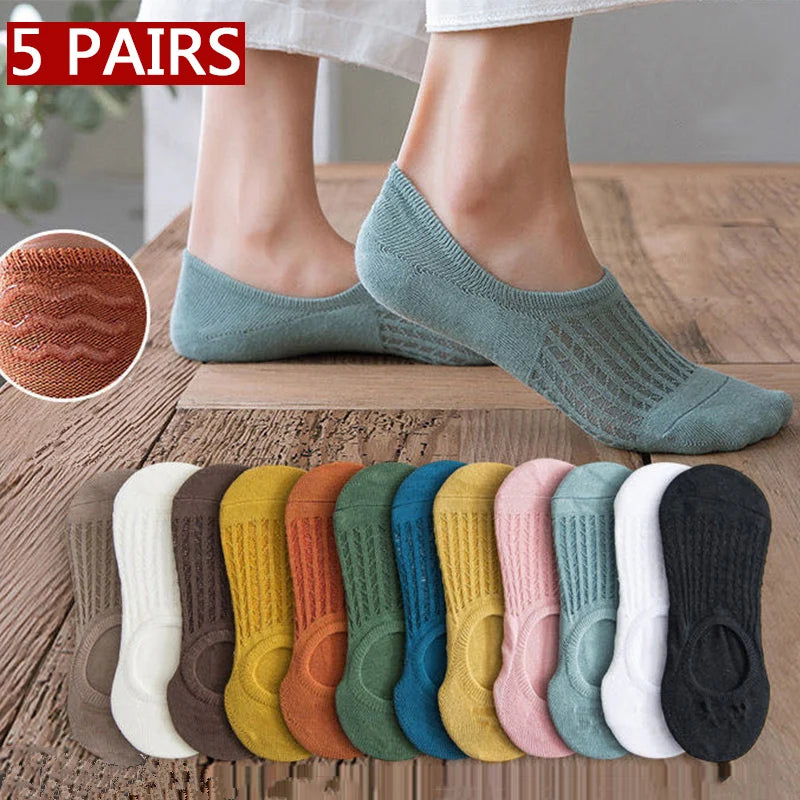 Socks women's Summer Invisible Short No Show Fashion Lace Breathable Silicone Non-slip Cotton Boat Socks