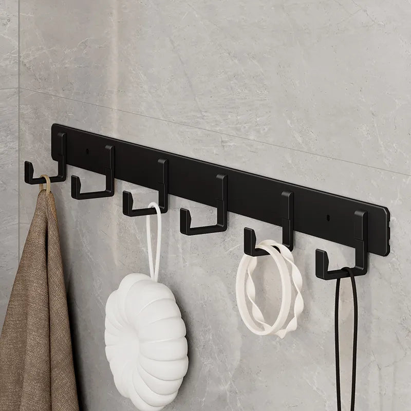 Space Aluminum Black Hook Bathroom Towel Hook Living Room Door Back Clothes Hook Simple Black Storage Hook To Save Space