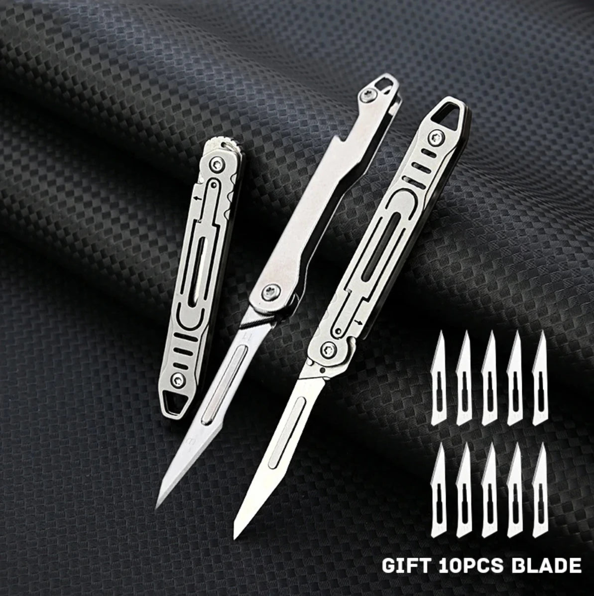 Stainless Steel G10 Titanium Alloy Folding Knife Keychain Pocket Knife Surgical Selfdefense Tool Replaceable NO.11 Surgical Blad