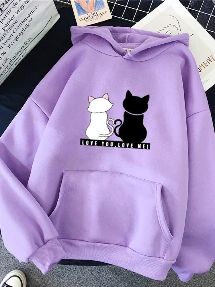 Streetwear Hoodies Women Sweatshirt Autumn Long Sleeve Hoodies Harajuku Hoodie Cute Cat Print Sweatshirt Women sudadera mujer