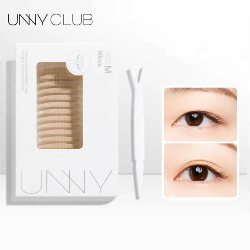 U N N Y Eyelid Tape Sticker Invisible Double Fold Eyelid Lace Paste Beige Stripe Self-adhesive Natural Eye Tape Makeup Tool