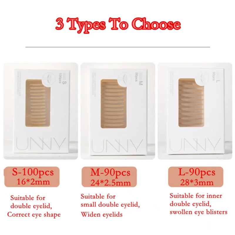 U N N Y Eyelid Tape Sticker Invisible Double Fold Eyelid Lace Paste Beige Stripe Self-adhesive Natural Eye Tape Makeup Tool