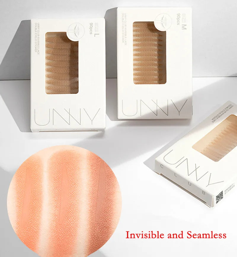 U N N Y Eyelid Tape Sticker Invisible Double Fold Eyelid Lace Paste Beige Stripe Self-adhesive Natural Eye Tape Makeup Tool