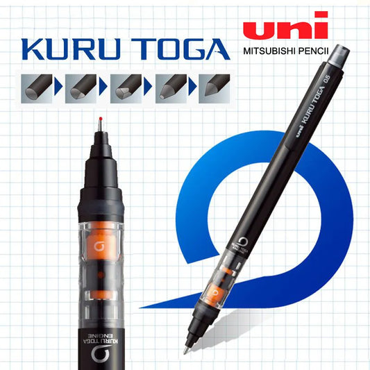 UNI Kuru Toga  Mechanical Pencil M5-452 Drawing Pencil 0.5mm Low Center of Gravity Automatic Rotation School Supplies Stationery