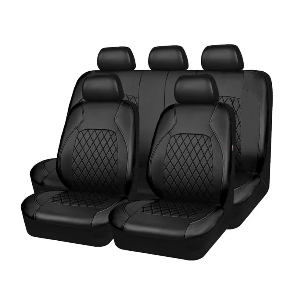 Universal Car Seat Cover Set PU Leather Vehicle Cushion Full Surrounded Protector Pad Anti-Scratch Fit Sedan Suv Pick-up Truck