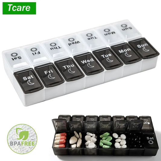 Weekly Portable Travel Pill Cases Box 7 Days Organizer 14 Grids Pills Container Storage Tablets Drug Vitamins Medicine Fish Oils