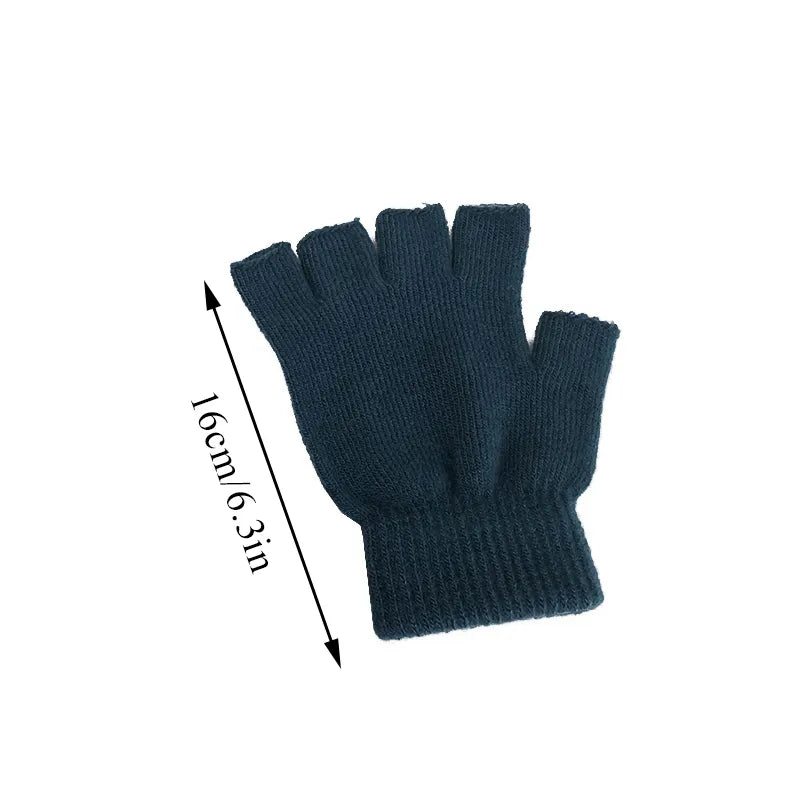 Winter Half Finger Fingerless Gloves Unisex Outdoor Mittens Short Warm Glove Women Men Wool Knit Gloves Elastic Comfort Glove