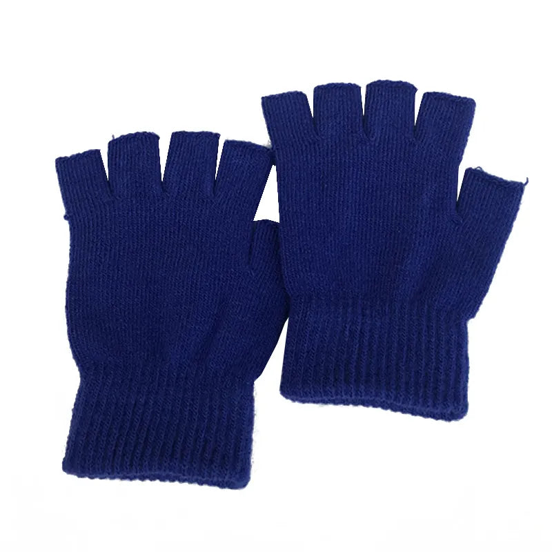 Winter Half Finger Fingerless Gloves Unisex Outdoor Mittens Short Warm Glove Women Men Wool Knit Gloves Elastic Comfort Glove