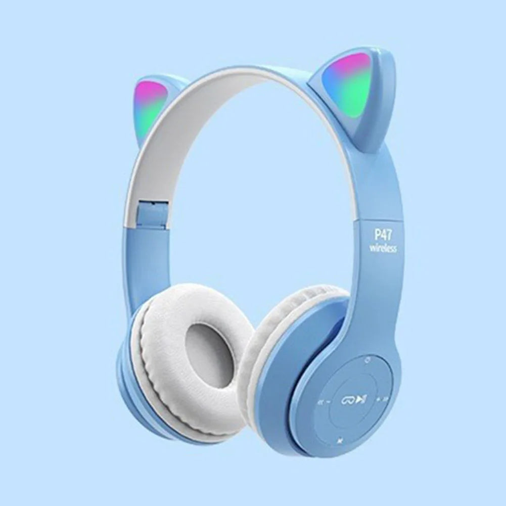 Wireless Bluetooth Headphones Cat Ear Gaming Headset Glow Light Helmets Cute Sports Music Headsets For Children Girl Gifts