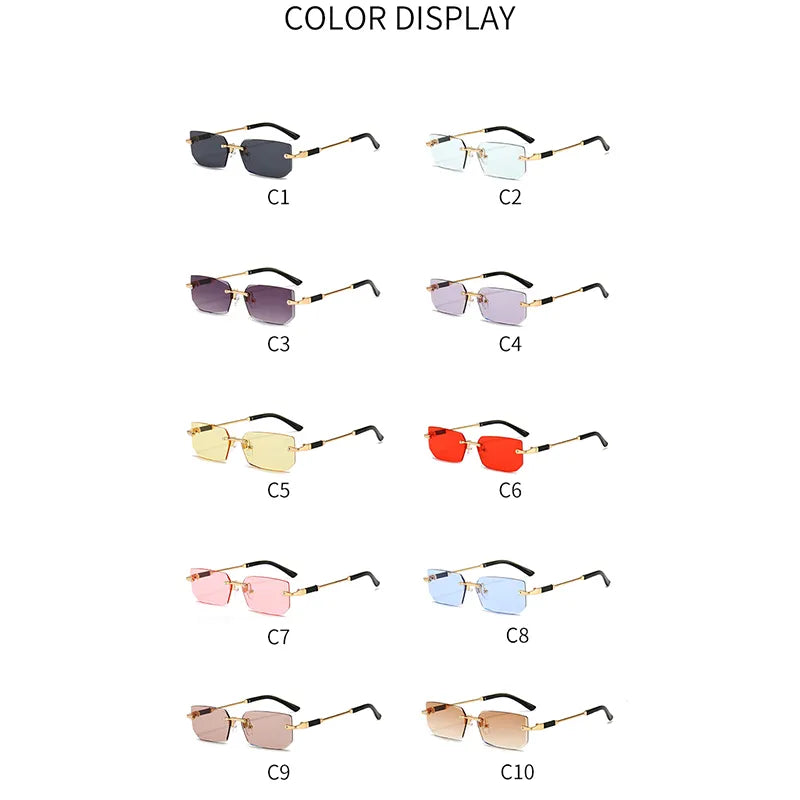 XJiea Rectangular Rimless Sunglasses,Fashion Men Outdoor Sun Glasses,Summer Women Decorative Eyewear,Shopping, Drive to Wear