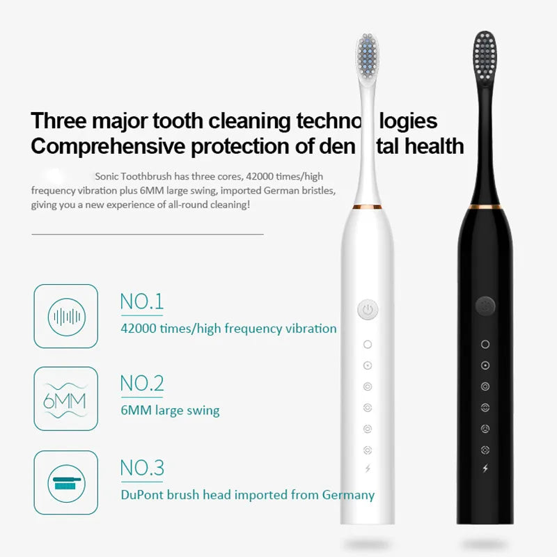 Xiaomi Mijia Ultrasonic Electric Toothbrush Rechargeable USB with Base 6 Mode Sonic Toothbrush IPX7 Waterproof Travel Box Holder