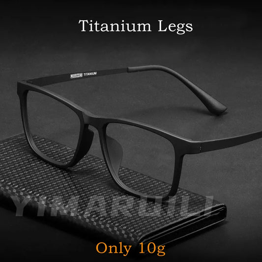 YIMARUILI Ultra Light Square Comfortable Large Eyeglasses Pure Titanium Fashion Optical Prescription Glasses Frame Men HR3068