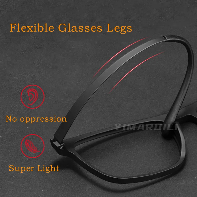 YIMARUILI Ultra Light Square Comfortable Large Eyeglasses Pure Titanium Fashion Optical Prescription Glasses Frame Men HR3068