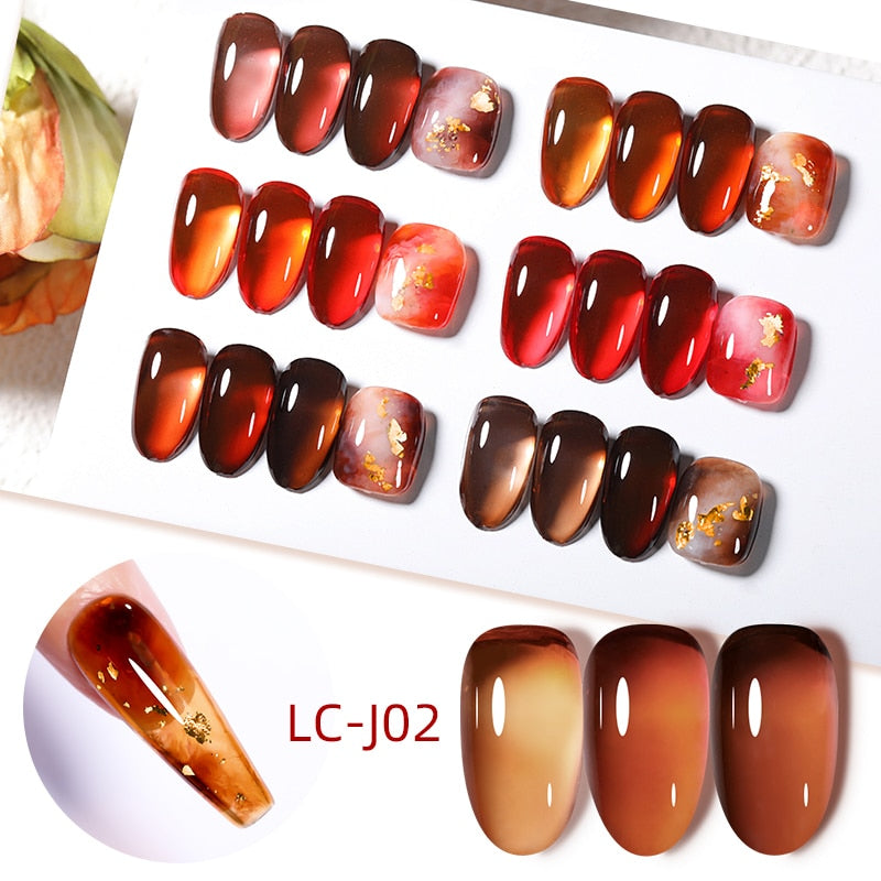 LILYCUTE 7ML Jelly Amber Gel Nail Polish Autumn Nail Art Bloom Leopard Pattern Nail Gel Semi Permanent UV Gel Polish Varnishes