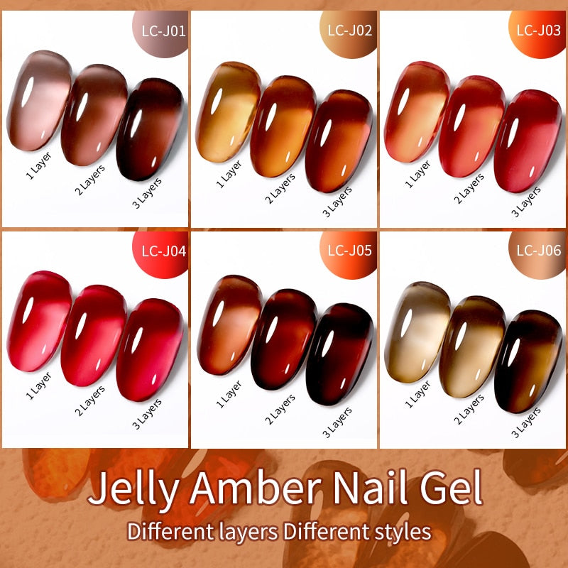 LILYCUTE 7ML Jelly Amber Gel Nail Polish Autumn Nail Art Bloom Leopard Pattern Nail Gel Semi Permanent UV Gel Polish Varnishes