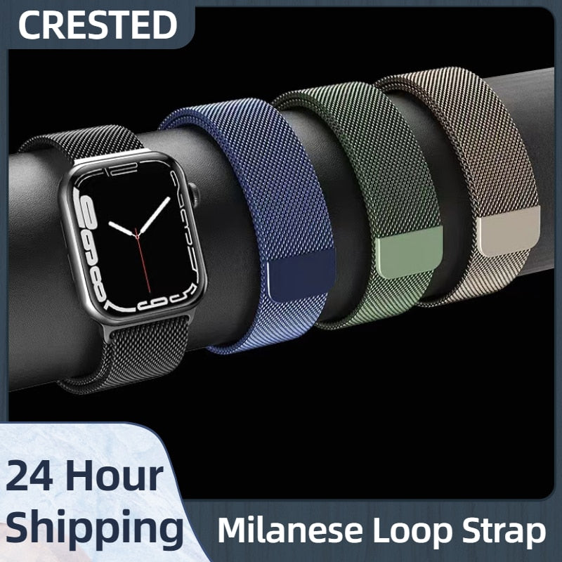 Milanese Loop Strap For Apple watch Band 44mm 40mm 45mm 41mm 42mm 38mm 45 44 mm bracelet iWatch Series 3 5 6 SE 7 8 Ultra 49mm